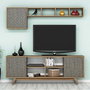 Hanah Home Mueble de TV Nogal y Azul con Estantería